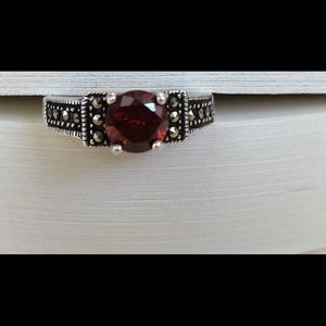 Gothic Sterling silver garnet ring